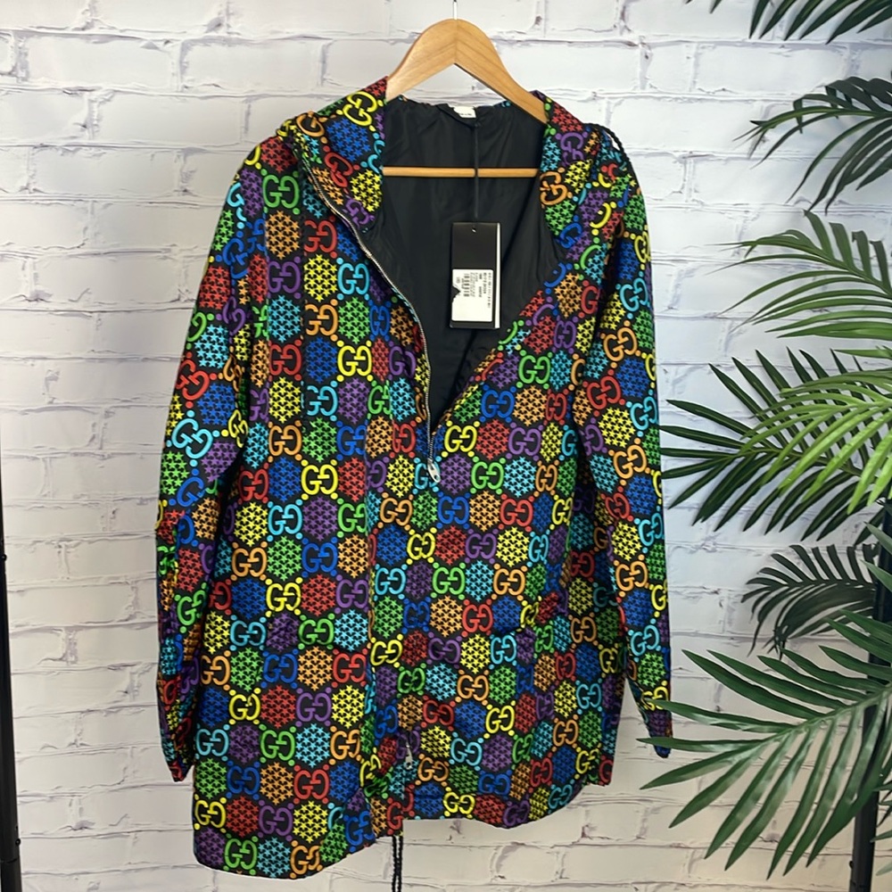 Gucci Multicolor GG Logo Windbreaker Jacket - Rainbow Print